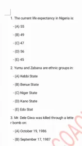 oou post utme past questions